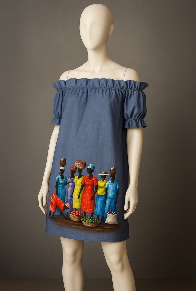 Robe coupée à la carrure avec peinture