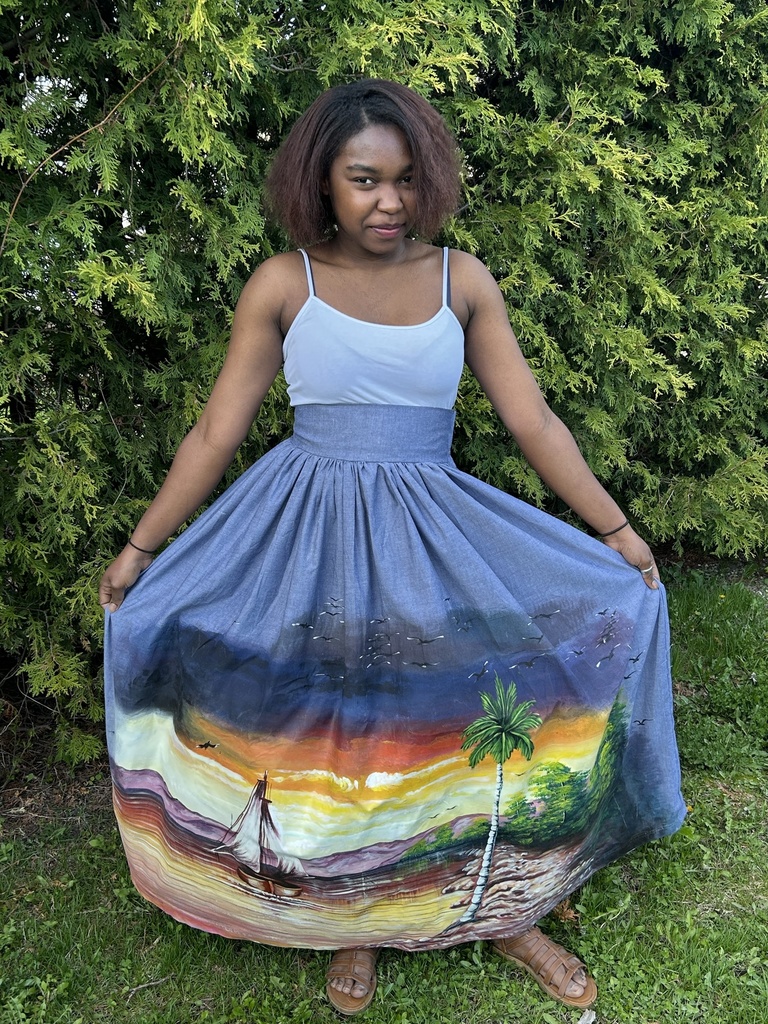 Jupe Maxi avec peinte à la main