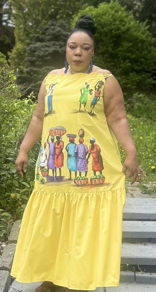 Robe Maxi à bretelles avec peinture