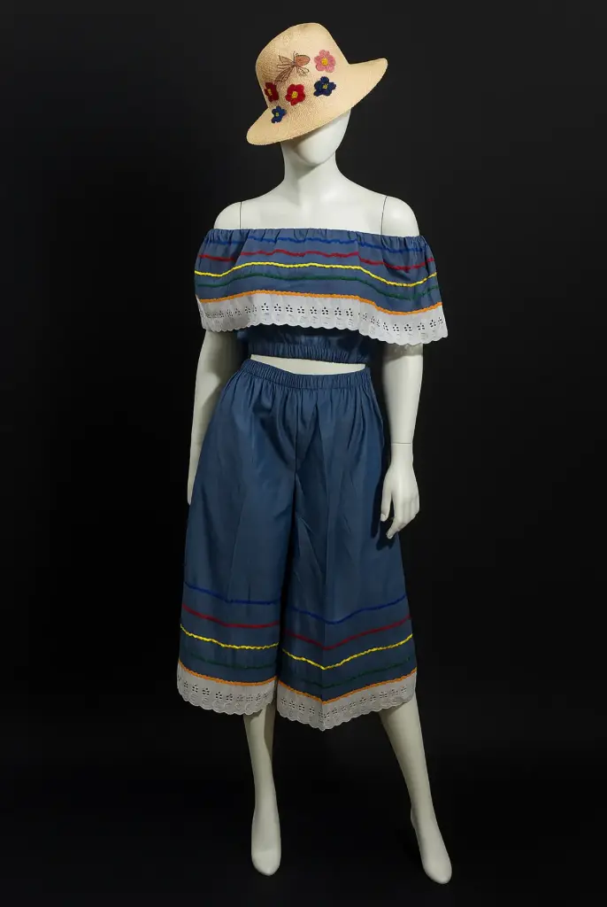 Skort set (skirt-pants) with boat-neck Karabela top for women (S)