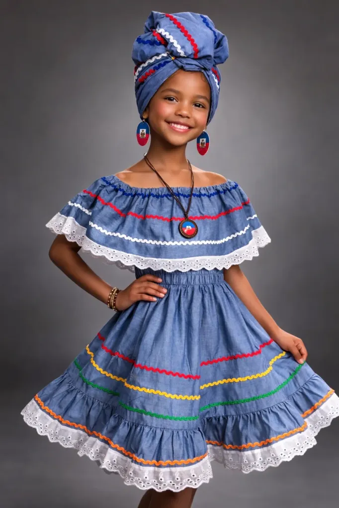 Robe en karabela Haitien granpanpan pour enfant (10ans)