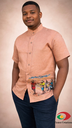 chemise lin manches courtes avec peinture