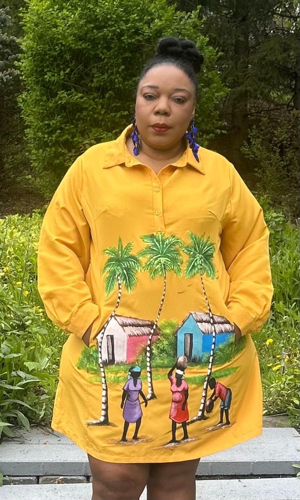 Robe chemisier mini (Jaune, MEDIUM)