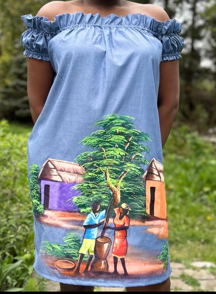 Robe coupée à la carrure avec peinture