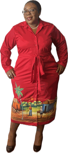 Robe avec boutonnage , peinture