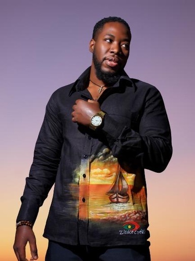 Chemise lin avec peinture